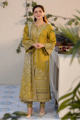 JADE - 3PC DHANAK EMBROIDERED SHIRT WITH TWILL PRINTED SHAWL AND TROUSER - HZG2269